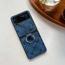 For Samsung Galaxy Z Flip4 Care Bear Pattern TPU + Leather Protective Phone Case with Ring(Blue)
