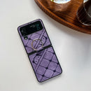 For Samsung Galaxy Z Flip4 Care Bear Pattern TPU + Leather Protective Phone Case with Ring(Purple)