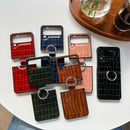 For Samsung Galaxy Z Flip4 Crocodile Pattern Phone Case with Ring(Brown)