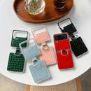 For Samsung Galaxy Z Flip4 Crocodile Pattern+TPU Phone Case with Ring(Blue)