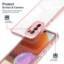 For Motorola Moto G52 3 in 1 Clear TPU Color PC Frame Phone Case(Pink)
