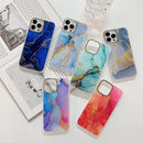 For iPhone 14 Pro Marble Dual-side Laminating Electroplating Case(Light Grey)