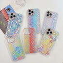For iPhone 14 Pro Python Texture Dual-side Laminating Phone Case(Blue Pink)