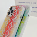 For iPhone 14 Pro Python Texture Dual-side Laminating Phone Case(Blue Pink)