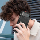 For Samsung Galaxy Z Flip4 Football Texture Leather Phone Case(Black)