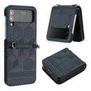 For Samsung Galaxy Z Flip4 Football Texture Leather Phone Case(Dark Blue)