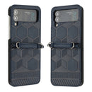For Samsung Galaxy Z Flip4 Football Texture Leather Phone Case(Dark Blue)
