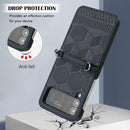 For Samsung Galaxy Z Flip4 Football Texture Leather Phone Case(Dark Blue)