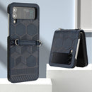 For Samsung Galaxy Z Flip4 Football Texture Leather Phone Case(Dark Blue)