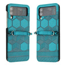 For Samsung Galaxy Z Flip4 Football Texture Leather Phone Case(Light Blue)