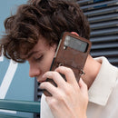 For Samsung Galaxy Z Flip4 Football Texture Leather Phone Case(Brown)