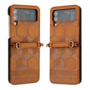 For Samsung Galaxy Z Flip4 Football Texture Leather Phone Case(Khaki)