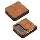 For Samsung Galaxy Z Flip4 Football Texture Leather Phone Case(Khaki)