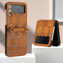 For Samsung Galaxy Z Flip4 Football Texture Leather Phone Case(Khaki)