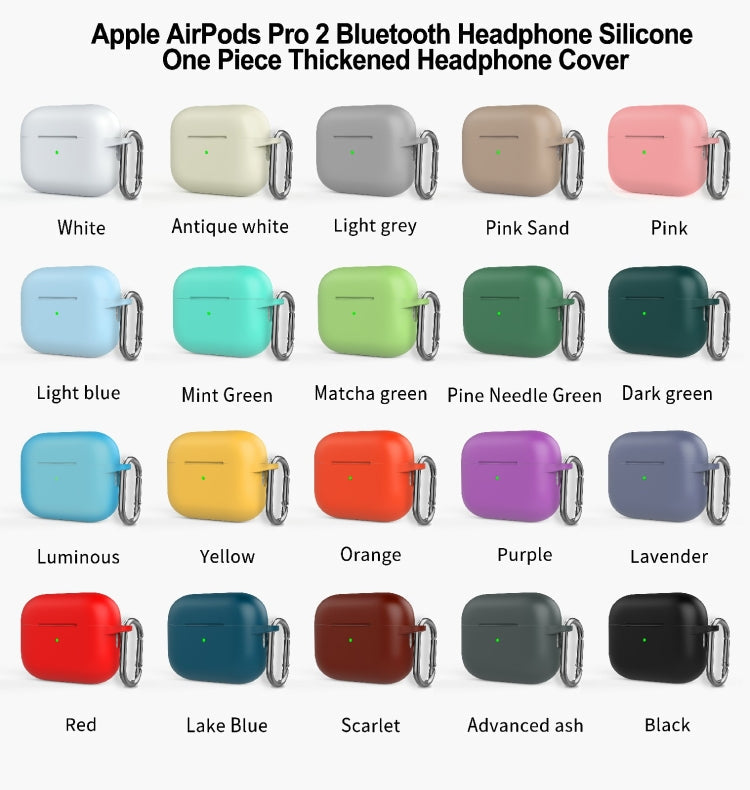 Silicone Thickening Wireless Earphone Protective Case with Hook For AirPods Pro 2(Orange)