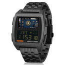 NORTH EDGE CyberTank Stainless Steel Strap Multifunctional Electronic Watch(Black)