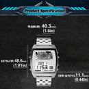 NORTH EDGE CyberTank Stainless Steel Strap Multifunctional Electronic Watch(Black)