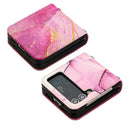 For Samsung Galaxy Z Flip4 Marble Pattern Leather Phone Case(Pink Purple Gold LS001)