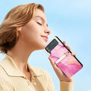 For Samsung Galaxy Z Flip4 Marble Pattern Leather Phone Case(Pink Purple Gold LS001)
