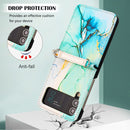 For Samsung Galaxy Z Flip4 Marble Pattern Leather Phone Case(Green LS003)