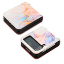 For Samsung Galaxy Z Flip4 Marble Pattern Leather Phone Case(Galaxy Marble White LS004)