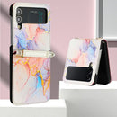 For Samsung Galaxy Z Flip4 Marble Pattern Leather Phone Case(Galaxy Marble White LS004)