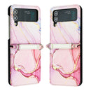 For Samsung Galaxy Z Flip4 Marble Pattern Leather Phone Case(Rose Gold LS005)