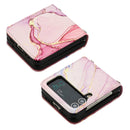 For Samsung Galaxy Z Flip4 Marble Pattern Leather Phone Case(Rose Gold LS005)