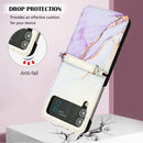 For Samsung Galaxy Z Flip4 Marble Pattern Leather Phone Case(White Purple LS006)