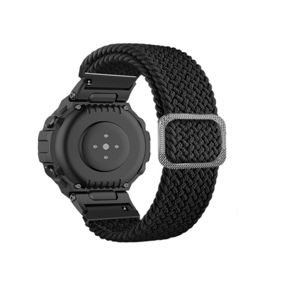For Amazfit T-Rex / T-Rex Pro / Ares Adjustable Buckle Braided Nylon Watch Band(Black)