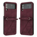 For Samsung Galaxy Z Flip4 3D Embossed Leather Phone Case(Wine Red)