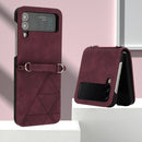 For Samsung Galaxy Z Flip4 3D Embossed Leather Phone Case(Wine Red)