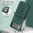 For Samsung Galaxy Z Flip4 3D Embossed Leather Phone Case(Dark Green)