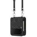 For Samsung Galaxy Z Flip4 Crossbody Football Texture Leather Phone Case(Black)