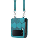 For Samsung Galaxy Z Flip4 Crossbody Football Texture Leather Phone Case(Light Blue)