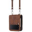 For Samsung Galaxy Z Flip4 Crossbody Football Texture Leather Phone Case(Brown)