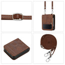 For Samsung Galaxy Z Flip4 Crossbody Football Texture Leather Phone Case(Brown)