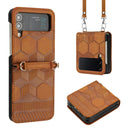 For Samsung Galaxy Z Flip4 Crossbody Football Texture Leather Phone Case(Khaki)