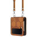 For Samsung Galaxy Z Flip4 Crossbody Football Texture Leather Phone Case(Khaki)