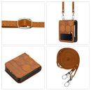 For Samsung Galaxy Z Flip4 Crossbody Football Texture Leather Phone Case(Khaki)