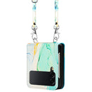 For Samsung Galaxy Z Flip4 Crossbody Marble Pattern Leather Phone Case(Green LS003)