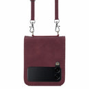 For Samsung Galaxy Z Flip4 Crossbody 3D Embossed Leather Phone Case(Wine Red)
