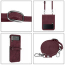 For Samsung Galaxy Z Flip4 Crossbody 3D Embossed Leather Phone Case(Wine Red)