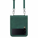 For Samsung Galaxy Z Flip4 Crossbody 3D Embossed Leather Phone Case(Dark Green)
