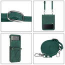 For Samsung Galaxy Z Flip4 Crossbody 3D Embossed Leather Phone Case(Dark Green)