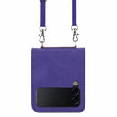 For Samsung Galaxy Z Flip4 Crossbody 3D Embossed Leather Phone Case(Purple)