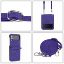 For Samsung Galaxy Z Flip4 Crossbody 3D Embossed Leather Phone Case(Purple)