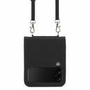 For Samsung Galaxy Z Flip4 Crossbody 3D Embossed Leather Phone Case(Black)