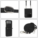 For Samsung Galaxy Z Flip4 Crossbody 3D Embossed Leather Phone Case(Black)