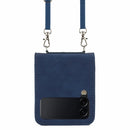 For Samsung Galaxy Z Flip4 Crossbody 3D Embossed Leather Phone Case(Blue)